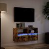 vidaXL TV Wall Cabinets with LED Lights 2 pcs Smoked Oak 41x31x45 cm