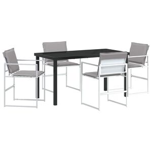vidaXL Garden Dining Set Folding 5 pcs White Textilene and steel