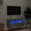 vidaXL TV Wall Cabinet with LED Lights Concrete Grey 80x30x40 cm