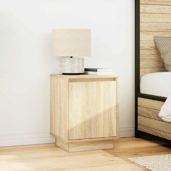 vidaXL Bedside Cabinet with LED Lights&nbsp;Sonoma Oak 38x34x50 cm