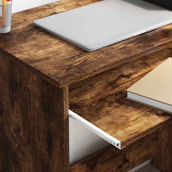 vidaXL Desk with Shelf Smoked Oak 120.5 x 44 x 88.5 cm Engineered Wood
