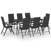 vidaXL 9 Piece Garden Dining Set Black