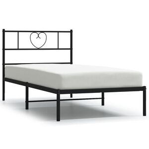 vidaXL Metal Bed Frame without Mattress with Headboard Black 90x190cm