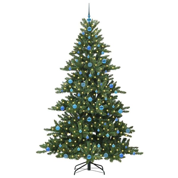 vidaXL Artificial Hinged Christmas Tree with 300 LEDs 210 cm PVC