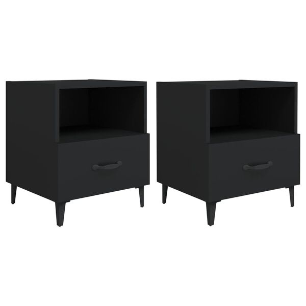 vidaXL Bedside Cabinets 2 pcs Black Engineered Wood