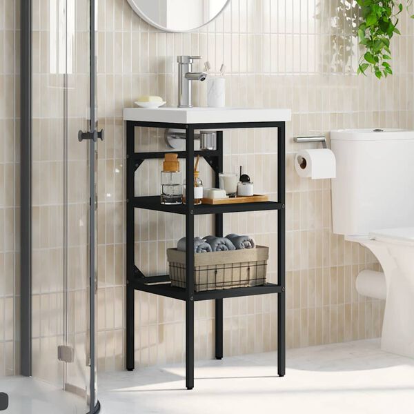 vidaXL Bathroom Washbasin Frame Black 40x38x83 cm Iron
