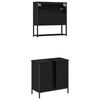 vidaXL Bathroom Furniture Set with Shelf 2 pcs Black Engineered wood