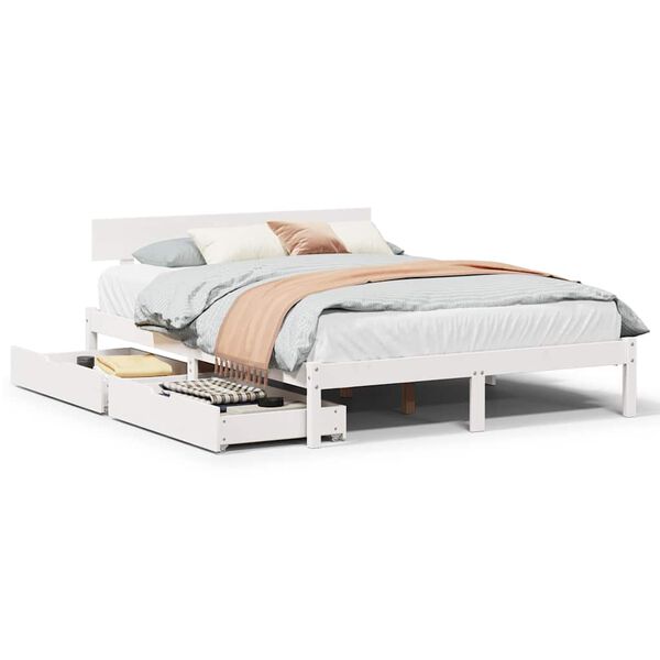 vidaXL Bed Frame without Mattress White 140x190 cm Solid Wood Pine