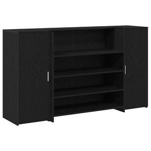vidaXL Reception Desk Black Oak 180x50x103.5 cm Engineered Wood