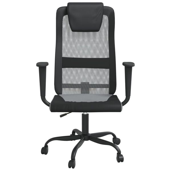 vidaXL Office Chair Grey and Black Mesh Fabric and Faux Leather