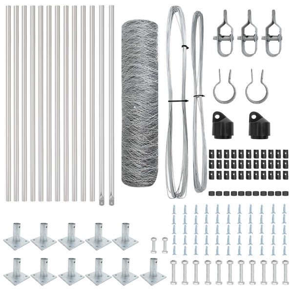vidaXL Fence Post Silver 25 x 0.5 m (50 mm mesh) Steel