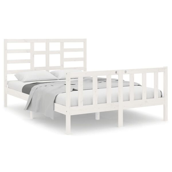 vidaXL Bed Frame without Mattress White Solid Wood 140x190 cm