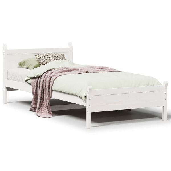 vidaXL Bed Frame without Mattress White 90x200 cm Solid Wood Pine