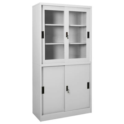 vidaXL Office Cabinet with Sliding Door Light Grey 90x40x180 cm Steel