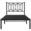 vidaXL Metal Bed Frame without Mattress with Headboard Black 75x190cm