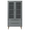 vidaXL Vitrine Cabinet MOLDE Grey 90x35x175 cm Solid Wood Pine