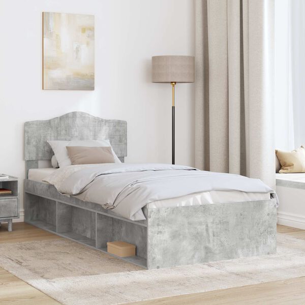vidaXL Bed Frame Concerte Grey 100 x 200 cm Solid Pine Wood