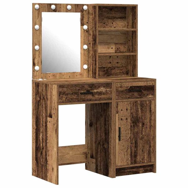 vidaXL Dressing Table Set with Drawer 2 pcs Old Wood Engineered Wood
