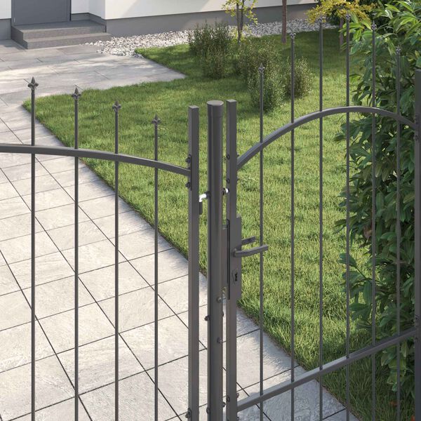 vidaXL Garden Gate with Lock Grey 175 x 400 cm Steel