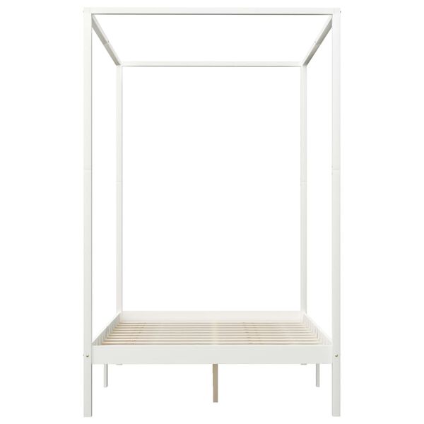 vidaXL Canopy Bed Frame without Mattress White Solid Wood 140x200 cm