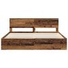 vidaXL Bed Frame with Headboard Old Wood 200 x 200 cm Solid Pine Wood