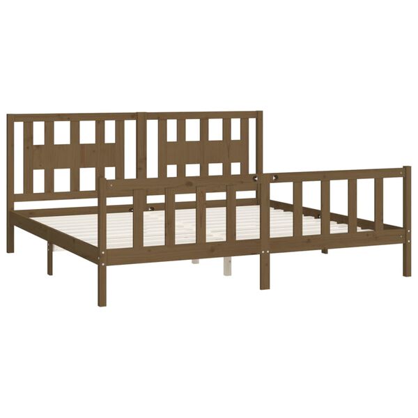 vidaXL Bed Frame without Mattress Brown Solid Wood Pine Super King Size