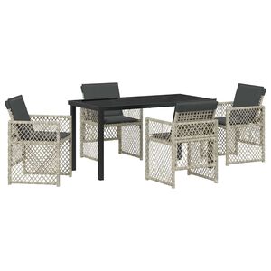 vidaXL Garden Dining Set 5 pcs Light Grey Poly Rattan