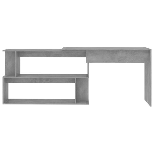 vidaXL Corner Desk Concrete Grey 200x50x76 cm Engineered Wood