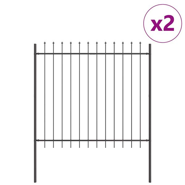 vidaXL Garden Fence Grey 3.4 x 1.5 m Powder-coated steel