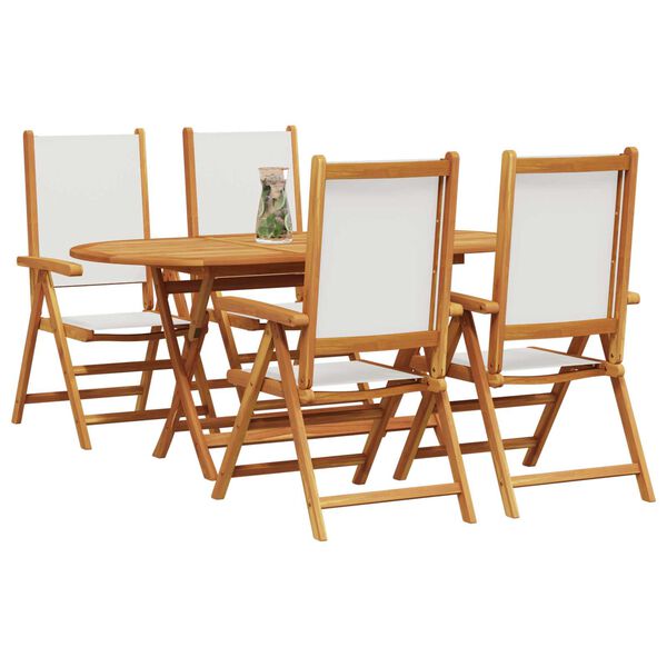 vidaXL Garden Dining Set Folding 5 pcs Cream White Solid Acacia Wood