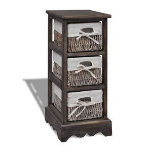 vidaXL Wooden Storage Rack 3 Weaving Baskets Brown