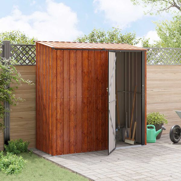 vidaXL Garden Sheds Brown 203 x 85.5 x 200 cm Metal