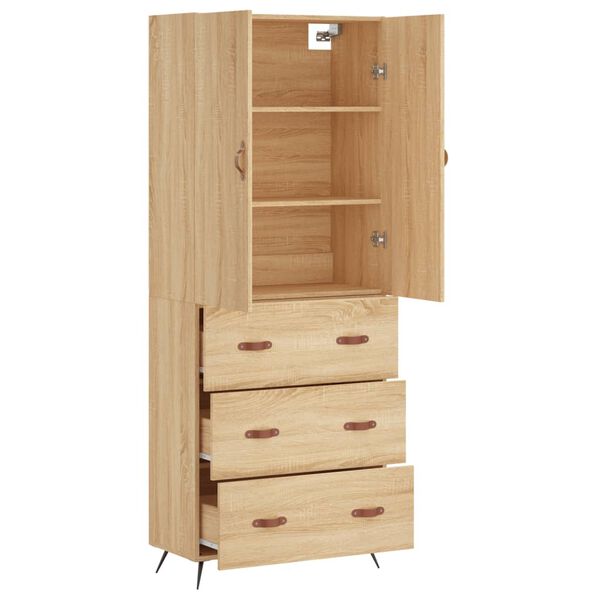 vidaXL Highboard Sonoma Oak 69.5x34x180 cm Engineered Wood