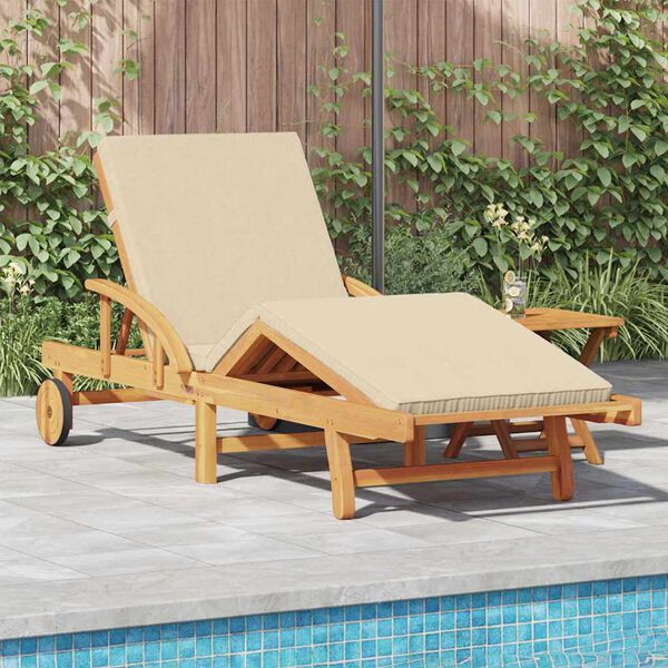 vidaXL Sun Lounger Reclining Beige 200 x 67 x 84 cm Solid Acacia Wood