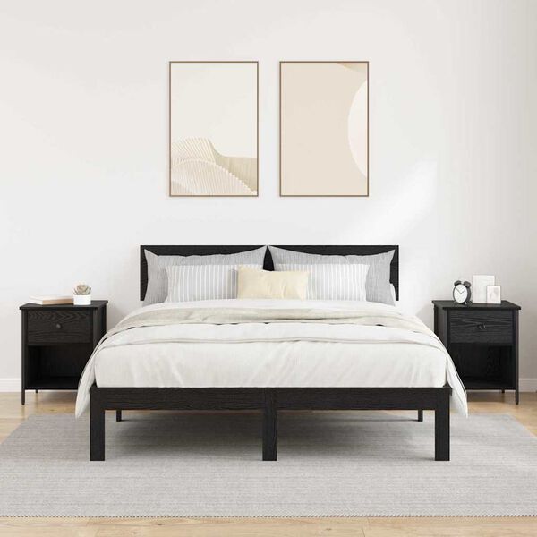 vidaXL Bedside Cabinet 2 pcs Black Oak 40 x 42 x 50 cm Engineered Wood