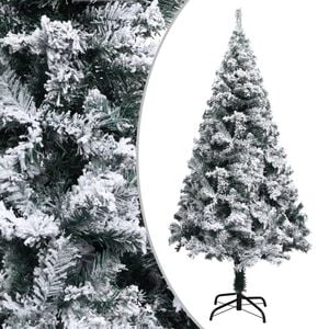 vidaXL Artificial Christmas Tree | Green with flocked snow | PVC, Metal