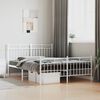 vidaXL Metal Bed Frame without Mattress with Footboard White 135x190cm