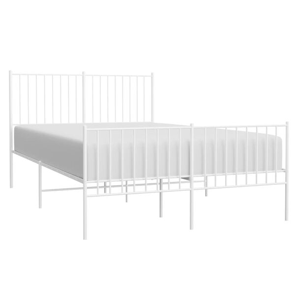 vidaXL Metal Bed Frame without Mattress with Footboard White 140x190cm