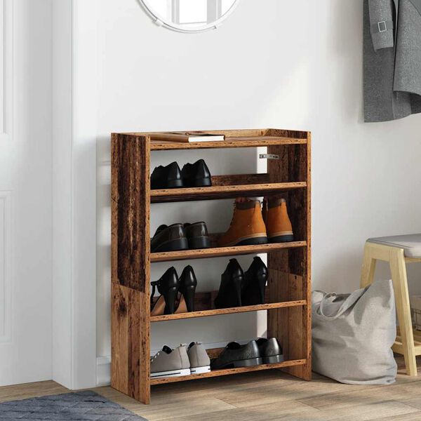 vidaXL Shoe Rack Old Wood 60x25x81 cm Engineered Wood