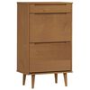 vidaXL Shoe Cabinet MOLDE Brown 59.5x35x103 cm Solid Wood Pine