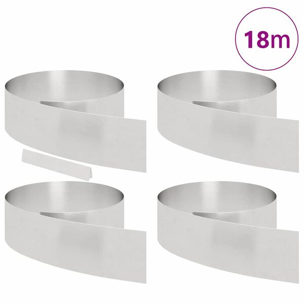 vidaXL Lawn Edging 4 pcs Silver 450 x 0.05 x 20 cm Stainless Steel