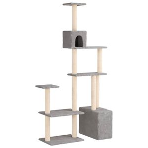 vidaXL Cat Tree with Sisal Scratching Posts Light Grey 177.5 cm