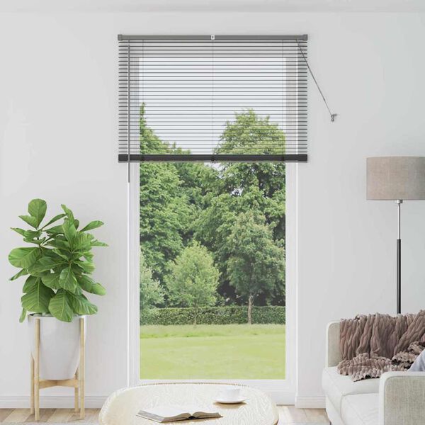 vidaXL Window Blind with Curtains Manual Dark grey Aluminium