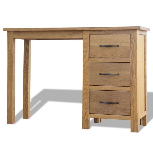 vidaXL Desk with 3 Drawers 106x40x75 cm Solid Oak Wood