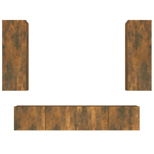 vidaXL 4 Piece TV Cabinet Set Smoked Oak Engineered Wood