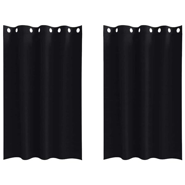 vidaXL Blackout Curtains with Rings 2 pcs Black 175 x 140 cm Polyester