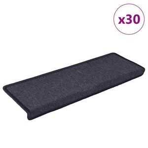 vidaXL Stair Mats 30 pcs 65x21x4 cm Dark Grey and Blue Rectangular Edge
