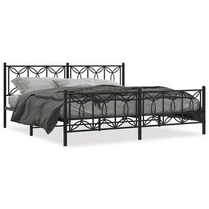 vidaXL Metal Bed Frame without Mattress with Footboard Black 193x203cm