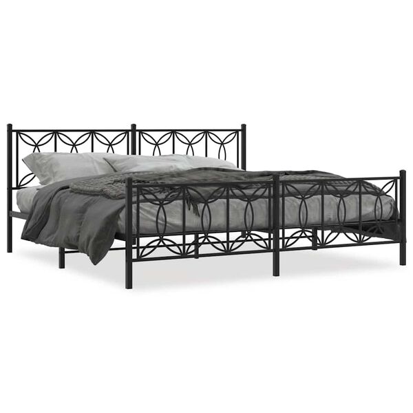 vidaXL Metal Bed Frame without Mattress with Footboard Black 193x203cm
