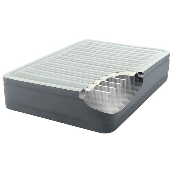 Intex Airbed PremAire White and Grey Queen Size 152x203x46 cm